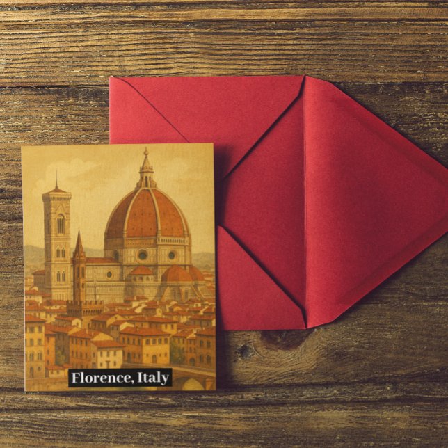 Vintage Florence Italy Duomo Travel Postcard (Florence Italy Duomo vintage travel postcard)