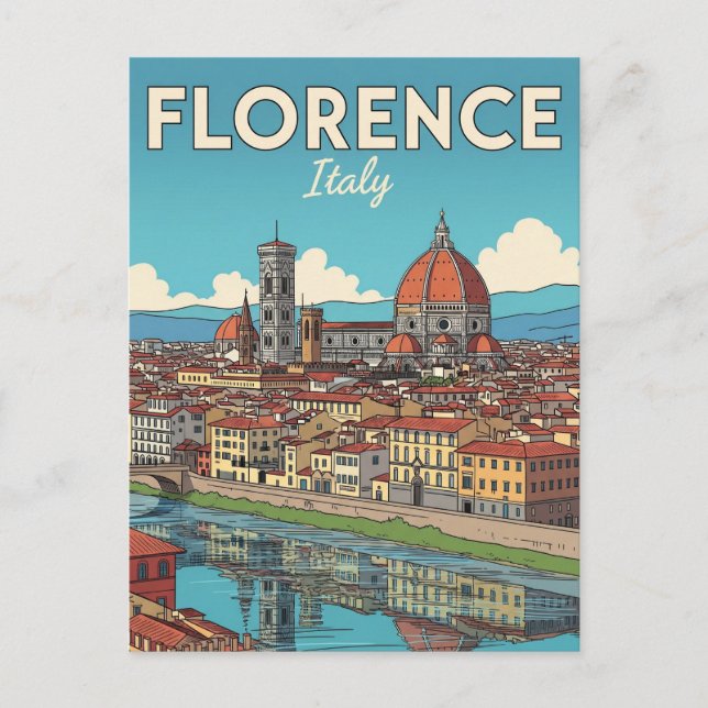 Vintage Florence Italy Travel Postcard (Front)