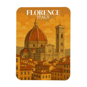 Vintage Florence Italy Travel Retro Illustration Magnet