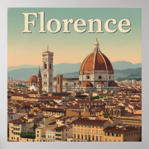 Vintage Florence Travel : Retro Italy Poster