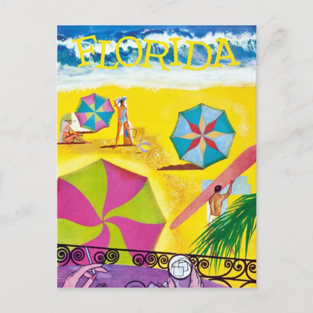 Vintage Florida Beach Travel Postcard (Front)