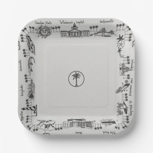 Vintage Florida Cities Paper Plates (Front)