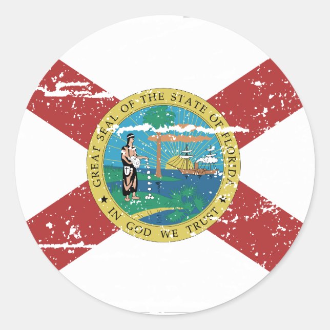 Vintage FLORIDA Flag Classic Round Sticker (Front)