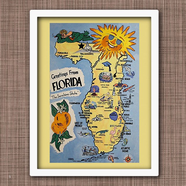 Vintage Florida greetings tourism map Poster (Creator Uploaded)