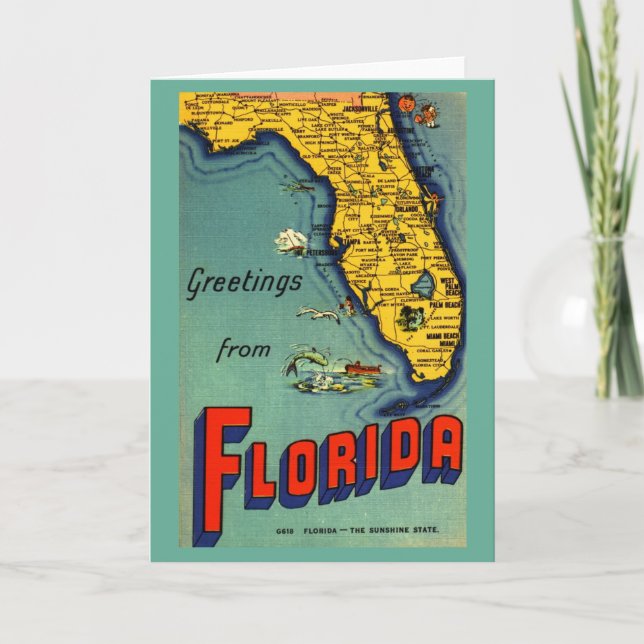Vintage Florida Map Card (Front)
