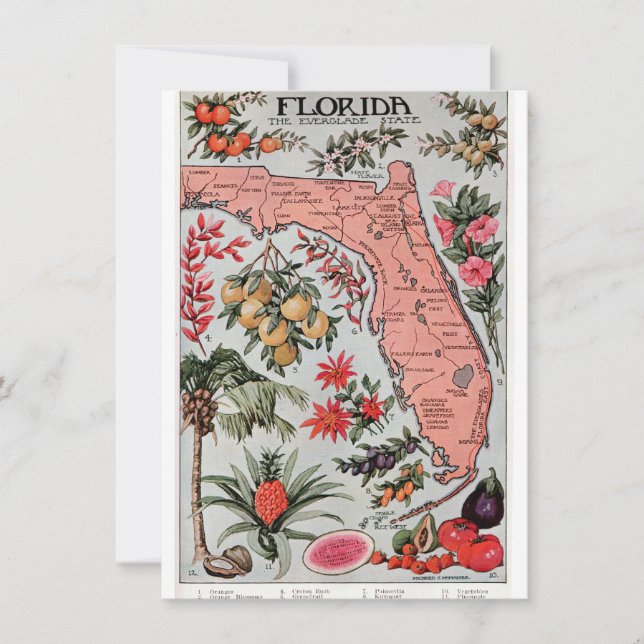 Vintage Florida Map Invitation (Front)