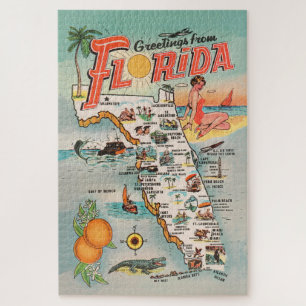 Vintage Florida Map of Attractions Jigsaw Puzzle