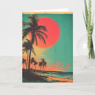 Vintage Florida Palm Tree Beach Holiday Card