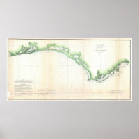 Vintage Florida Panhandle Coastal Map (1852)