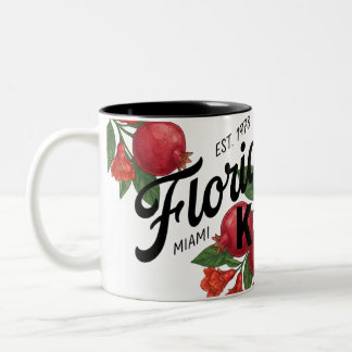Vintage Florida Pomegranate Miami Botanical Fruit  Two-Tone Coffee Mug
