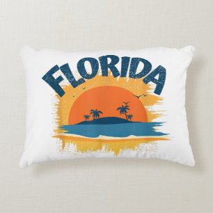 Vintage Florida Retro Tee Design Sunshine Accent Pillow