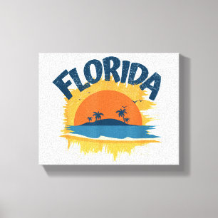 Vintage Florida Retro Tee Design Sunshine Canvas Print