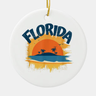 Vintage Florida Retro Tee Design Sunshine Ceramic Ornament