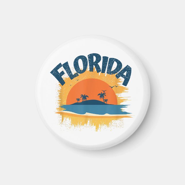 Vintage Florida Retro Tee Design Sunshine Magnet (Front)