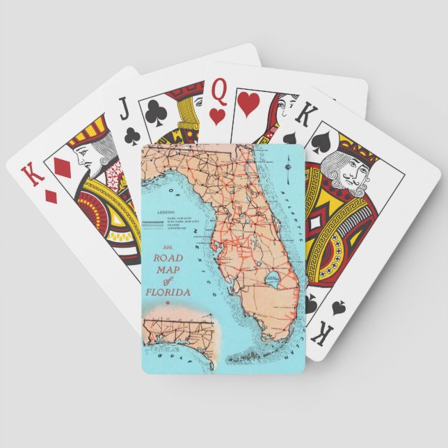 Vintage Florida Road Map Playing Cards (Back)
