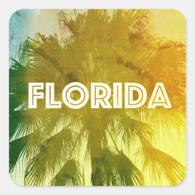Vintage Florida Square Stickers (Front)