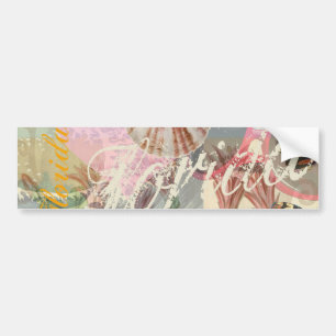 Vintage Florida Travel Beach Shells Collage Bumper Sticker