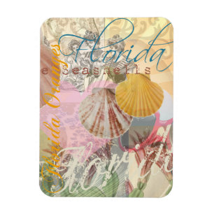 Vintage Florida Travel Beach Shells Collage Magnet