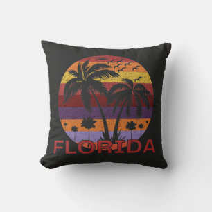 Vintage Florida USA Summer Beach Throw Pillow