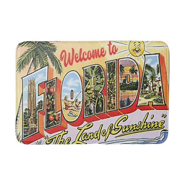 Vintage Florida Welcome Bath Mat (Front)