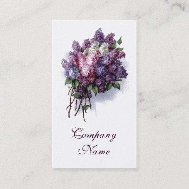 Vintage Florist Business Cards Lavender Floral (Front)