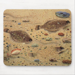Vintage Flounders, Marine Ocean Life Flat Fish Mouse Pad