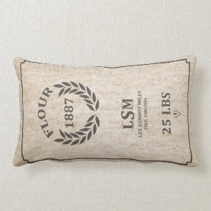 Vintage Flour Sack Lumbar Pillow