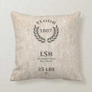 Vintage Flour Sack Throw Pillow