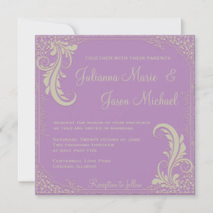 Vintage Flourish African Violet Purple Invitation