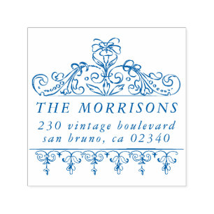 Vintage Flourish Border Family Name Return Address Self-inking Stamp