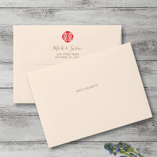 Vintage Flourish Frame Chinese Wedding Invitation Envelope