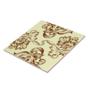 Vintage Flourish (Light Brown) Tile