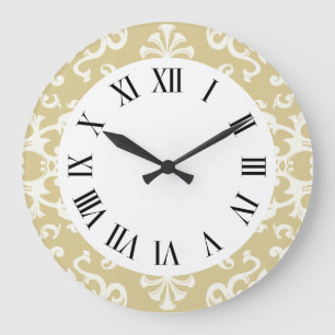Vintage Flourish Motif Pattern in Cream Wall Clock
