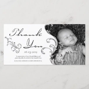 Vintage Flourish New Baby Thank You Card