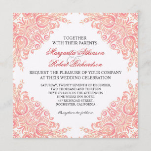 vintage flourishes damask wedding invitations