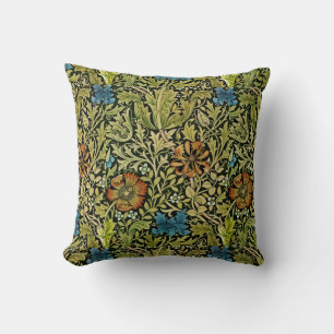 Vintage Flower and Vine Wallpaper Throw Pillow