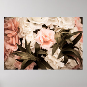 Vintage flower background, pastel flower backgroun poster