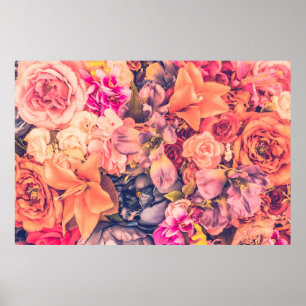 Vintage flower background - vintage filtervintage, poster