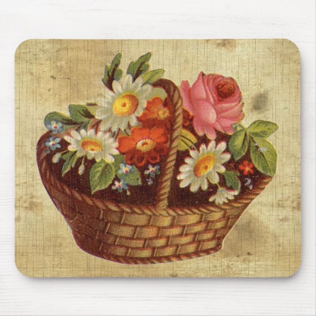 Vintage Flower Basket Mousepad (Front)