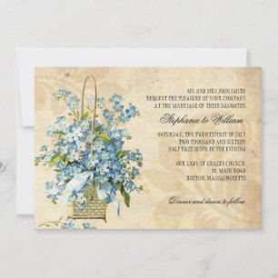 Vintage Flower Basket Wedding Invitation