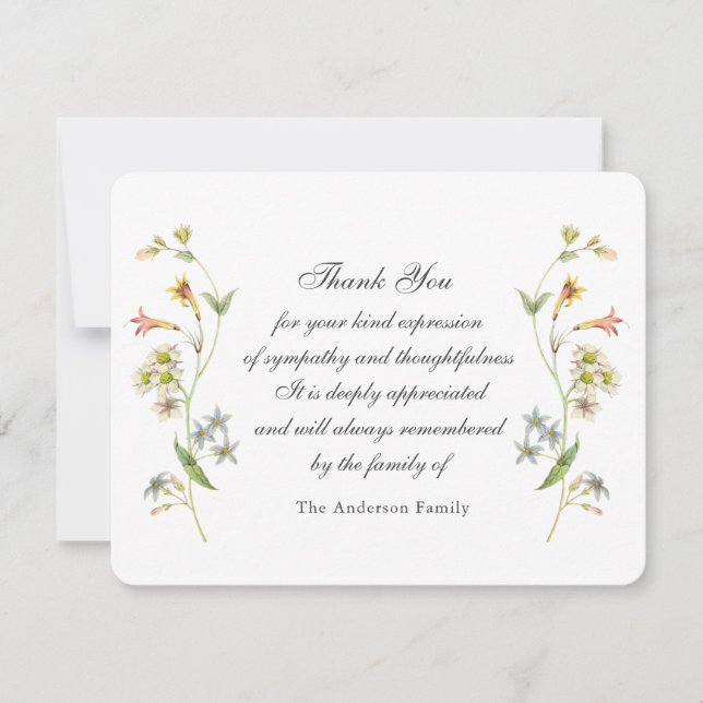 Vintage flower border  thank you card (Front)