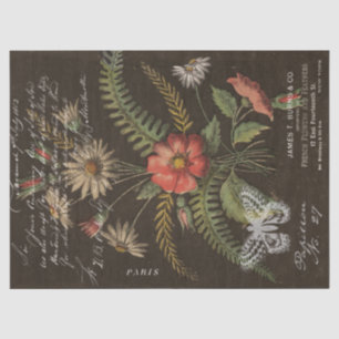 Vintage Flower Bouquet and Ephemera Decoupage Tissue Paper