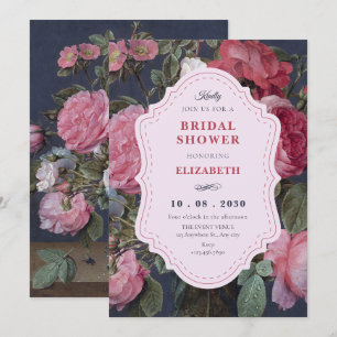 Vintage flower bouquet art bridal shower invitation