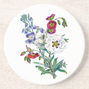 Vintage Flower Bouquet Watercolor Art Coaster