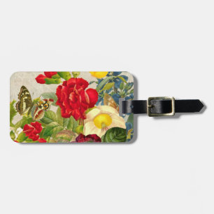 Vintage Flower Bouquet with Butterflies Luggage Tag