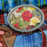 Vintage Flower Bouquet with Butterflies Oval Belt Buckle<br><div class="desc">Beautiful colourful floral design. This design looks good on any product. ⭐PERSONALIZE this template with your artwork. ⭐EDIT it further to make more changes. ⭐TRANSFER this design to any product. Visit all my stores at bit.ly/SandyspiderStores (cut and paste).</div>
