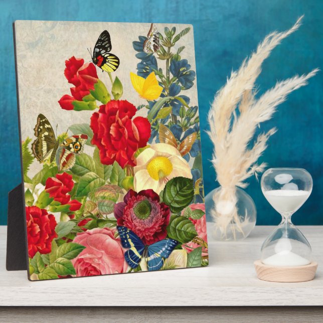 Vintage Flower Bouquet with Butterflies Plaque (Side)