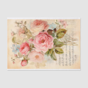 Vintage Flower Bouquet with Roses Tissue Paper