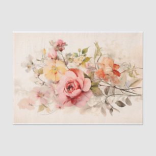 Vintage Flower Bouquet with Roses Tissue Paper