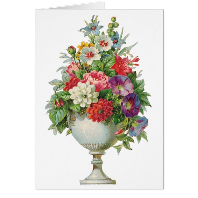 Vintage Flower Bowl Customizable Card (Front)